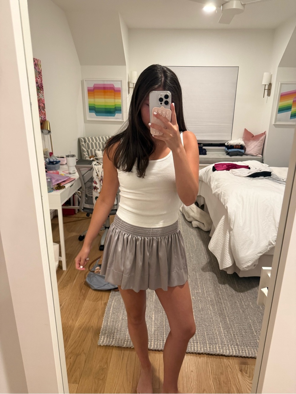 NATURAL LIFE Silver-Gray Satin Mini Skirt